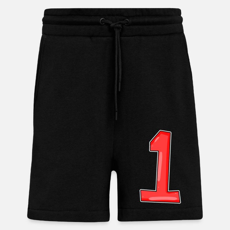 Numéro 1 Rouge - Short bio décontracté fabriqué en UE - SOLID BLACK