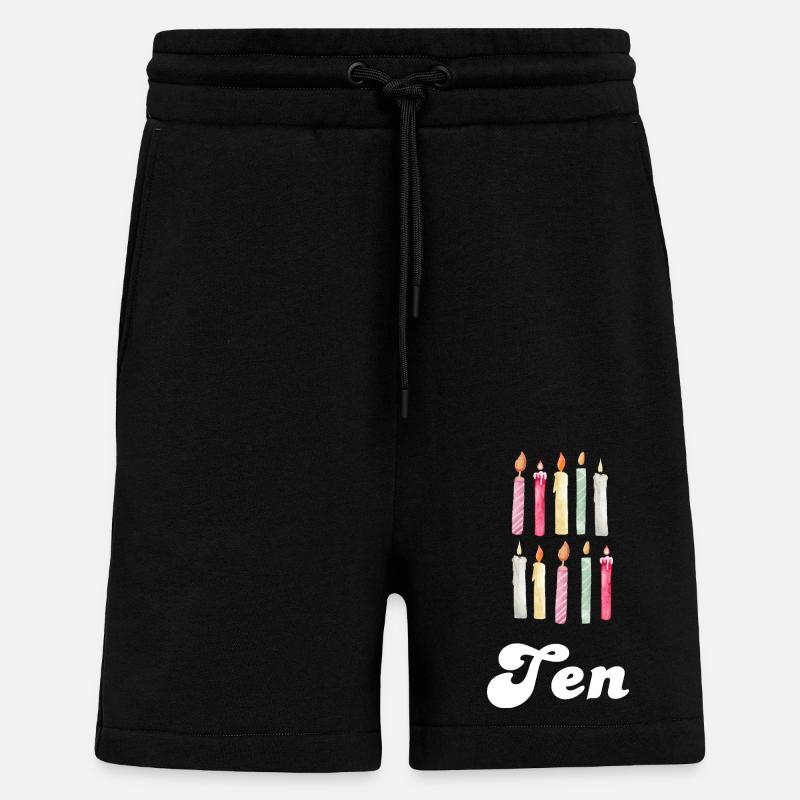 10e anniversaire bougie - Short bio décontracté fabriqué en UE - SOLID BLACK