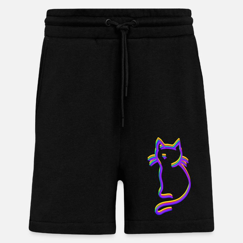 LGBT Regenbogen Katze - Shorts - made by SPREAD - SOLID BLACK
