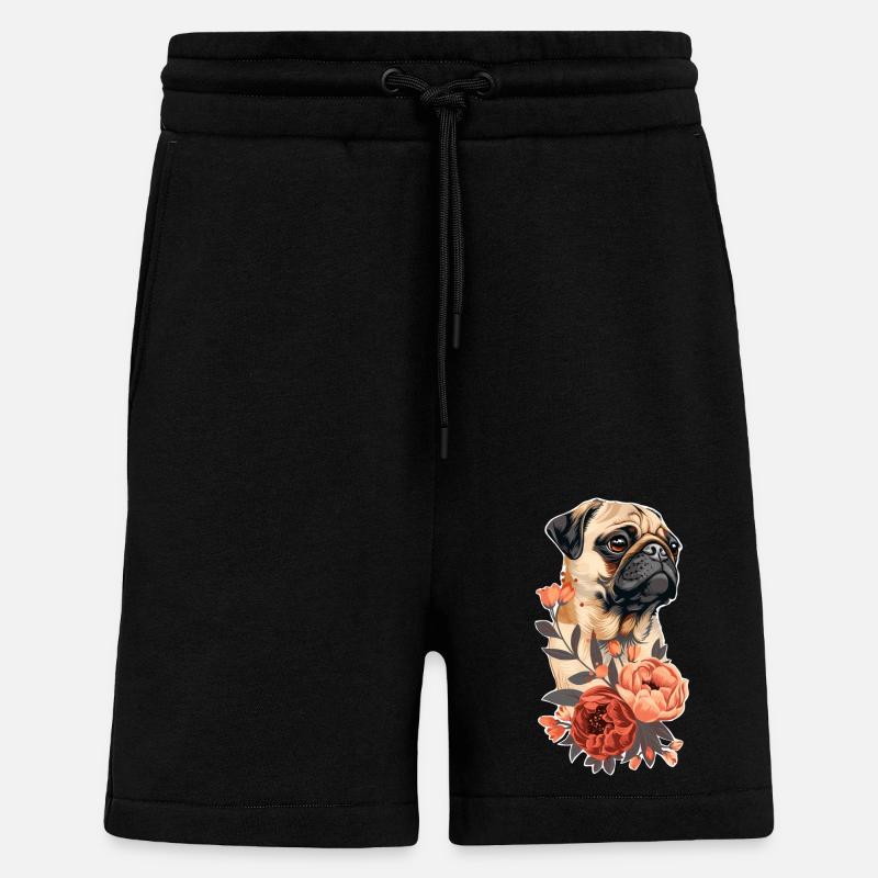 Carlin aux fleurs - Short bio décontracté fabriqué en UE - SOLID BLACK