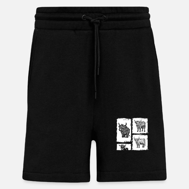 Cow Cattle Highland Cattle - Shorts - made by SPREAD - SOLID BLACK
