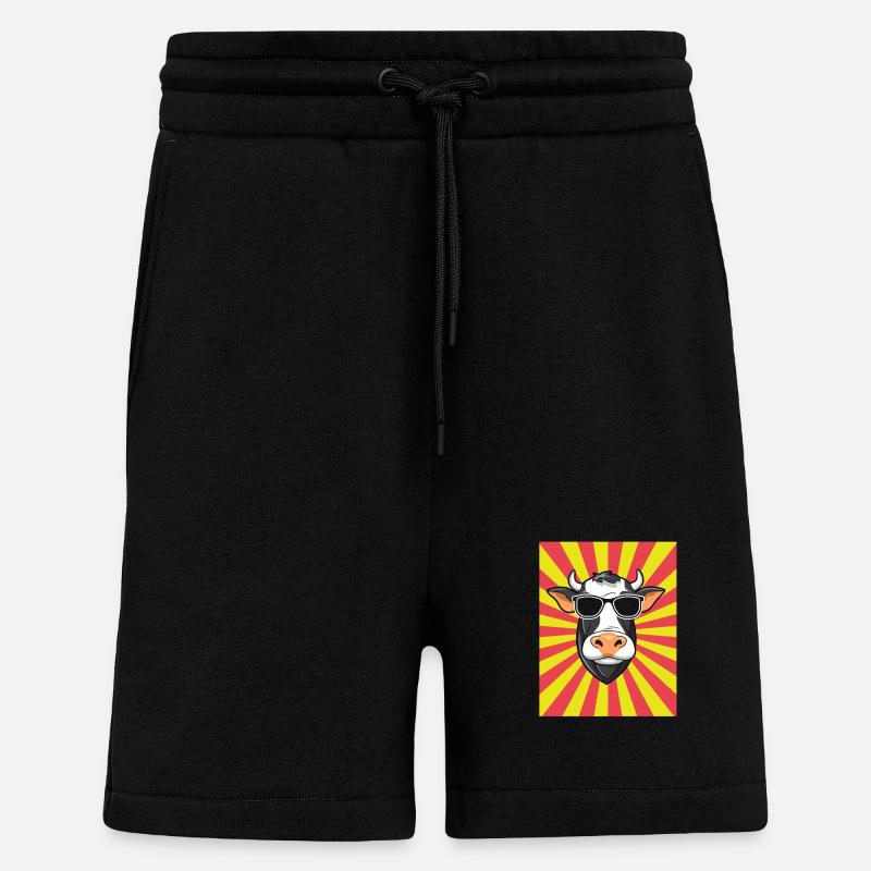 Cow Highland Cattle Cows - Shorts - made by SPREAD - SOLID BLACK