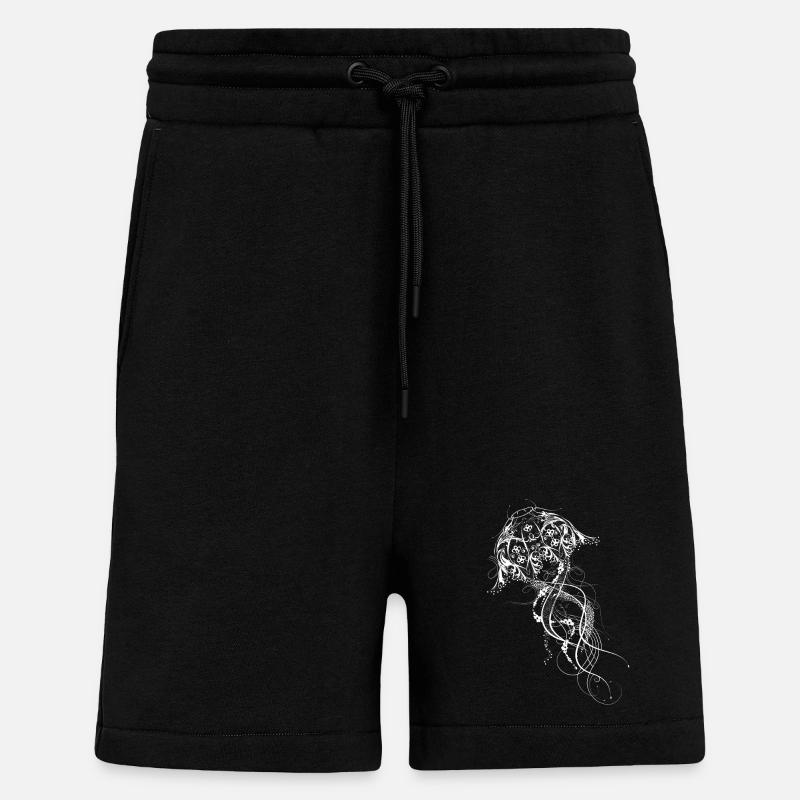 Une méduse blanche orné - Short bio décontracté fabriqué en UE - SOLID BLACK