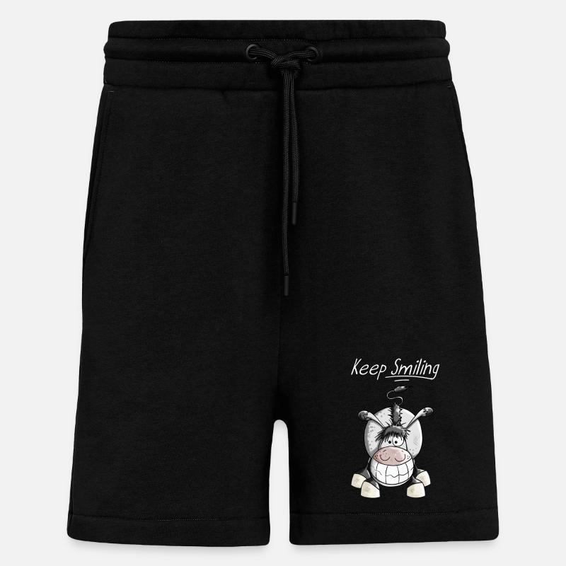 Keep Smiling Âne - Short bio décontracté fabriqué en UE - SOLID BLACK