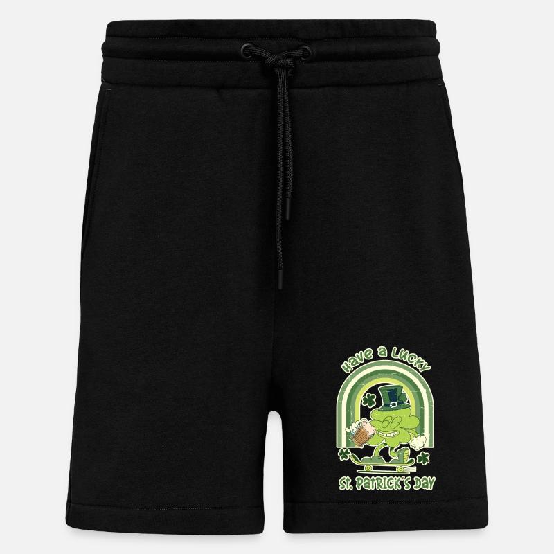 Trèfle patineur de la Saint-Patrick - Short bio décontracté fabriqué en UE - SOLID BLACK