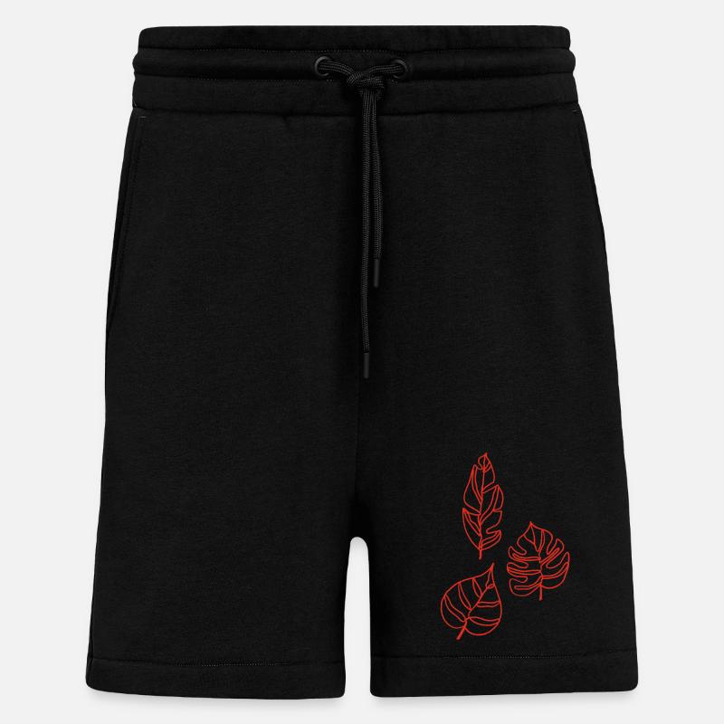 Esquisse de la nature (rouge) - Short bio décontracté fabriqué en UE - SOLID BLACK