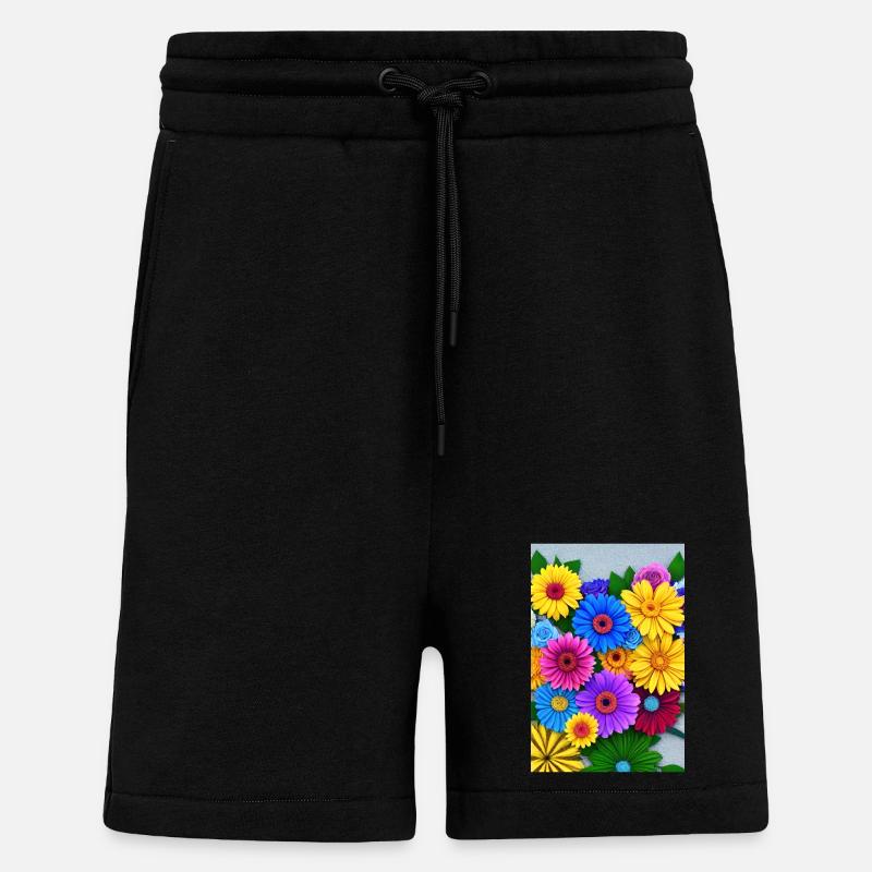 Fleurs multi - Short bio décontracté fabriqué en UE - SOLID BLACK
