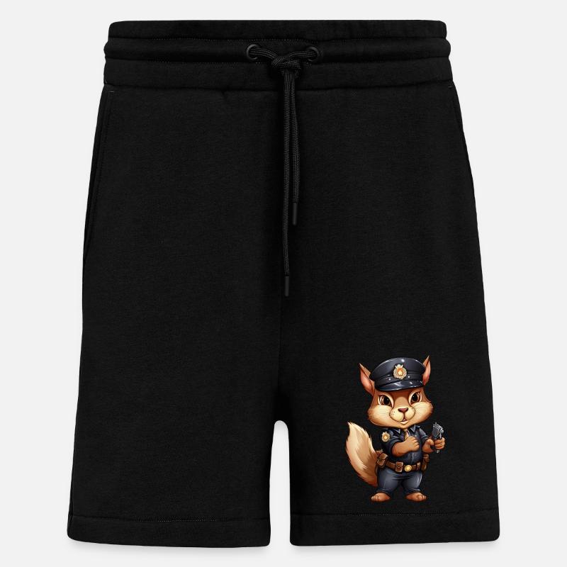 Policier écureuil - Short bio décontracté fabriqué en UE - SOLID BLACK