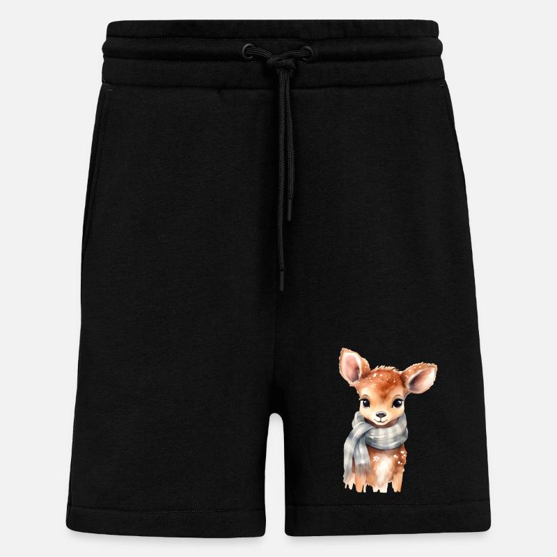 Zartes Rehkitz mit Schal - Shorts - made by SPREAD - SOLID BLACK