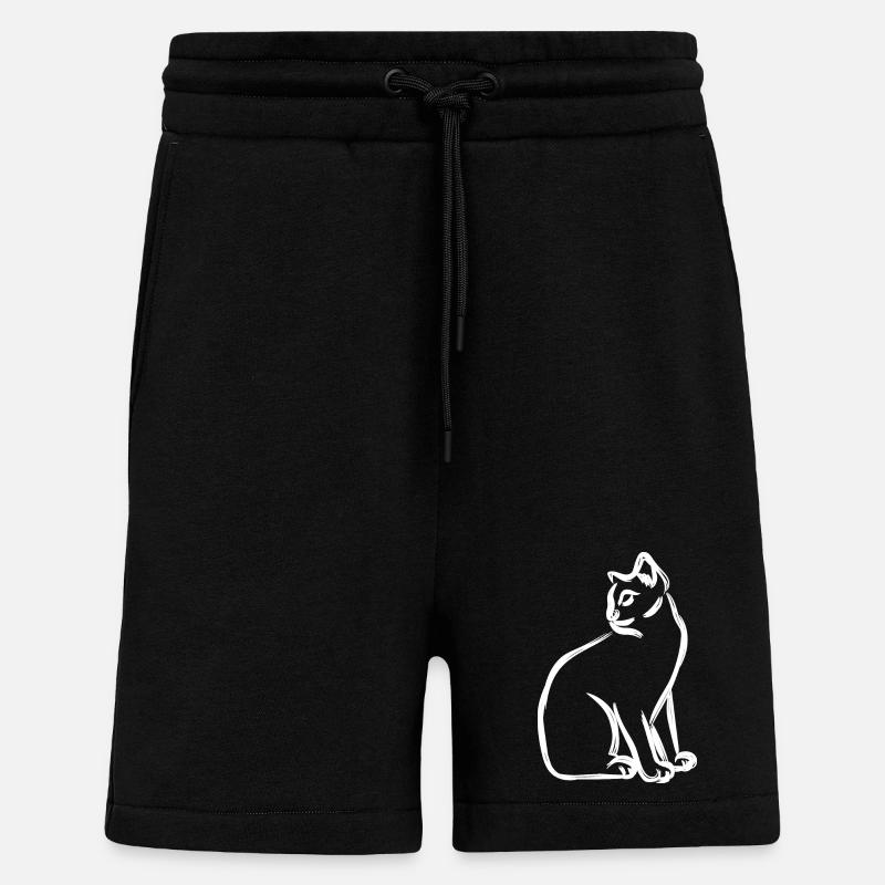 Dessin de chat - Short bio décontracté fabriqué en UE - SOLID BLACK
