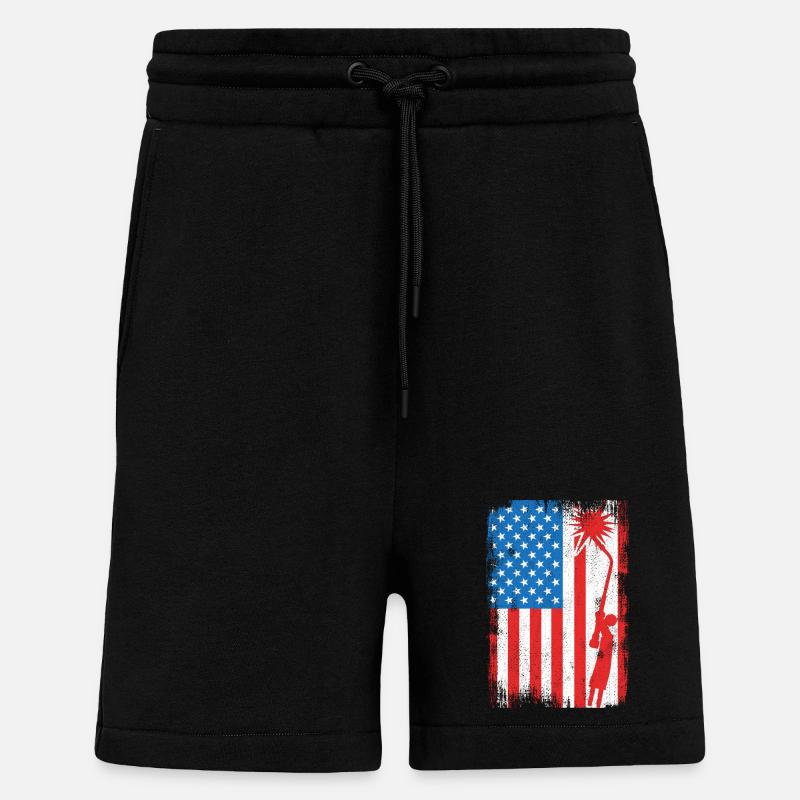 Drapeau de soudage des États-Unis - Short bio décontracté fabriqué en UE - SOLID BLACK