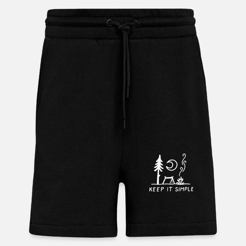 Minimal Camping Skizze: Keep It Simple - Shorts - made by SPREAD - SOLID BLACK