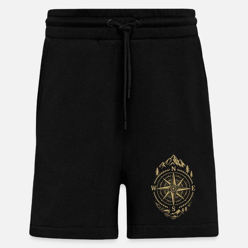 Compass Retro Compass Hipster Gift - Shorts - made by SPREAD - SOLID BLACK