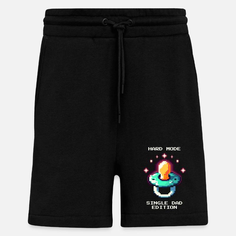 Mode difficile : Papa célibataire | Parent célibataire - Short bio décontracté fabriqué en UE - SOLID BLACK