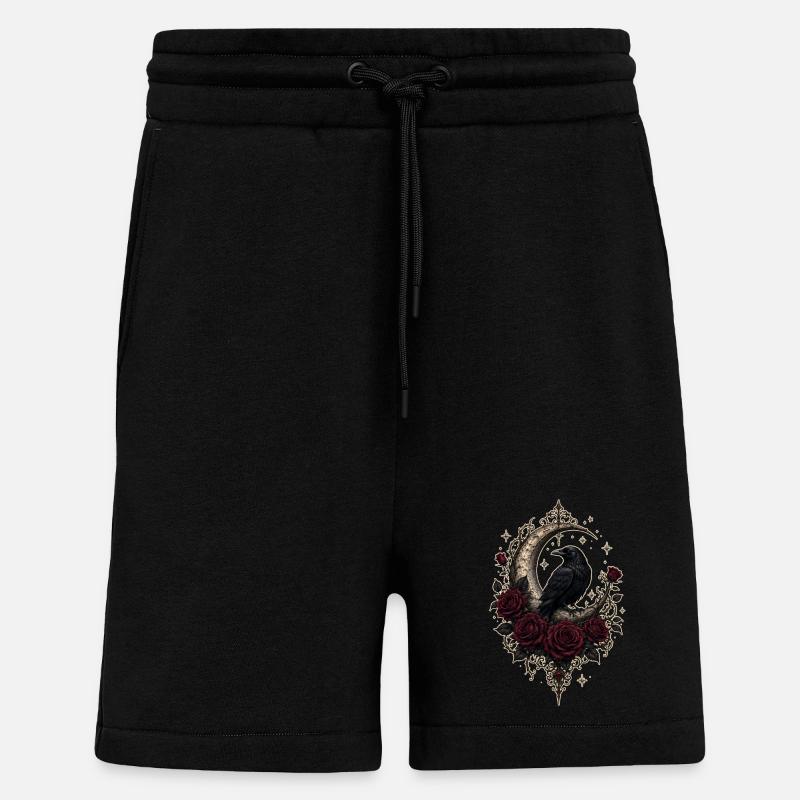 Dark Romantic Raven Moon - Shorts - made by SPREAD - SOLID BLACK