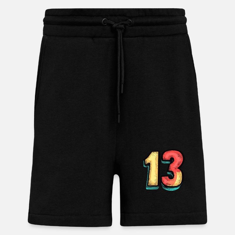 13 Number Comic - Shorts - made by SPREAD - SOLID BLACK