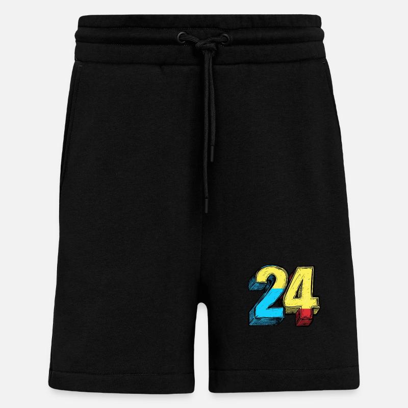 24 Number Comic - Shorts - made by SPREAD - SOLID BLACK