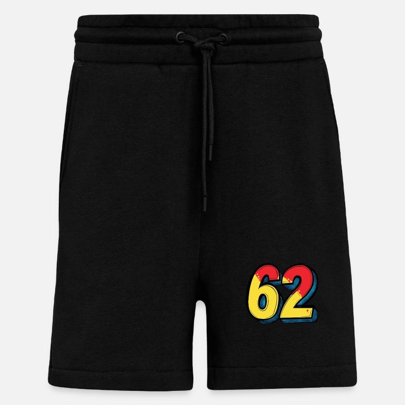 62 Number Comic - Shorts - made by SPREAD - SOLID BLACK
