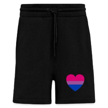 Bisexual pride flag heart shape, bi pride - Shorts - made by SPREAD - SOLID BLACK - Front