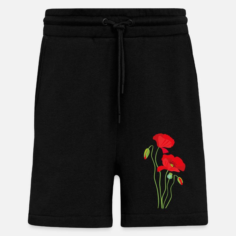 Coquelicot - conception de fleurs - Short bio décontracté fabriqué en UE - SOLID BLACK
