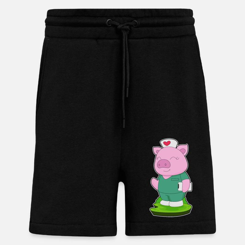 Pig Nurse Notepad - Shorts - made by SPREAD - SOLID BLACK
