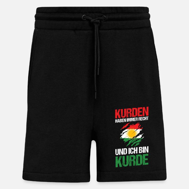 Kurdes Kurdistan - Short bio décontracté fabriqué en UE - SOLID BLACK