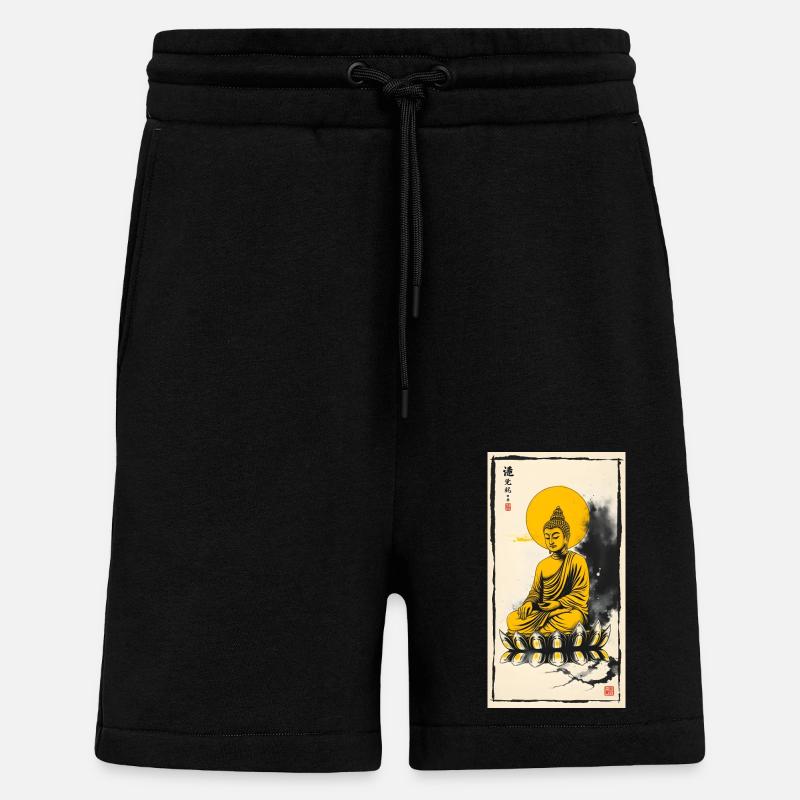 Sitting Golden Buddha - Shorts - made by SPREAD - SOLID BLACK