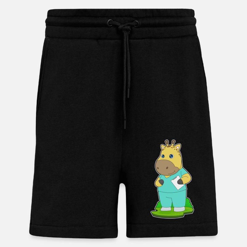 Girafe Infirmière - Short bio décontracté fabriqué en UE - SOLID BLACK