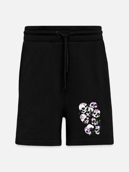 Skulls Skull Halloween Sugar Skulls - Shorts - made by SPREAD - SOLID BLACK