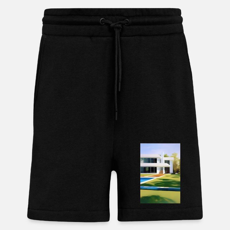 Weiße Villa mit Pool - Shorts - made by SPREAD - SOLID BLACK
