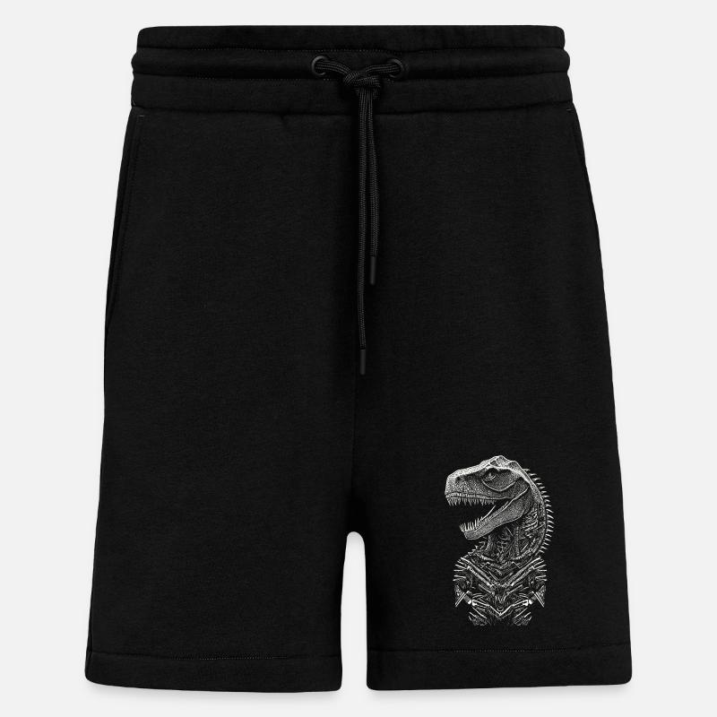 Portrait d'un Dinosaure T-Rex - Short bio décontracté fabriqué en UE - SOLID BLACK