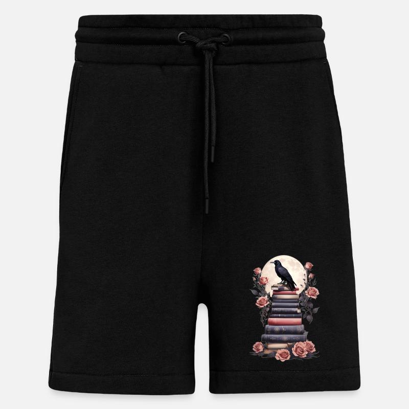 Stack of books with raven - Shorts - made by SPREAD - SOLID BLACK