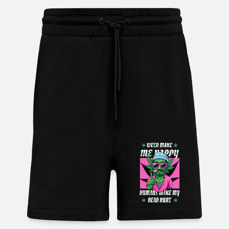 L’herbe me rend heureux... - Short bio décontracté fabriqué en UE - SOLID BLACK