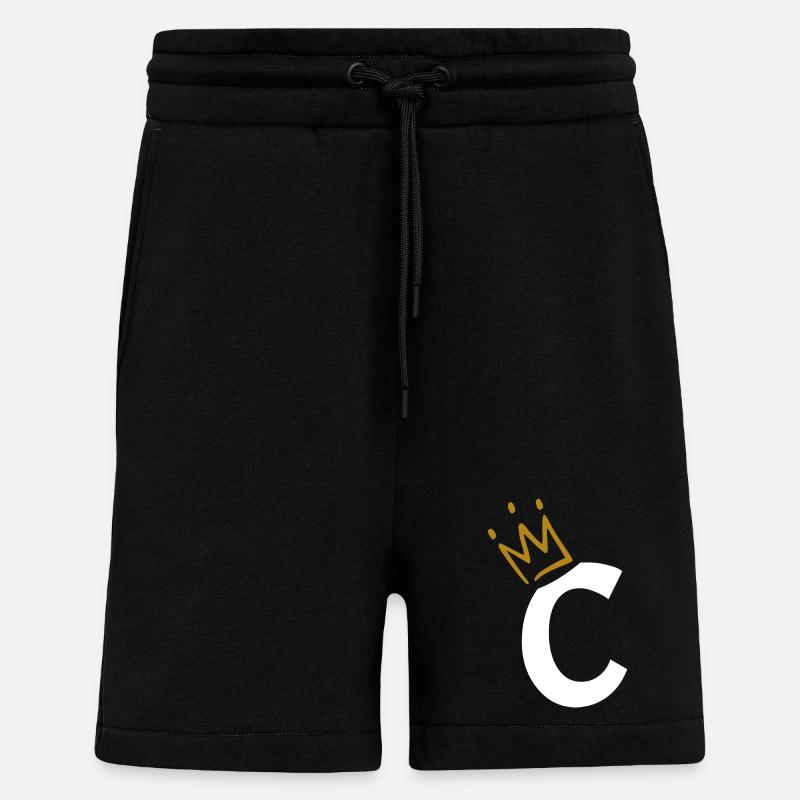 Letter C - initial letter C - Shorts - made by SPREAD - SOLID BLACK