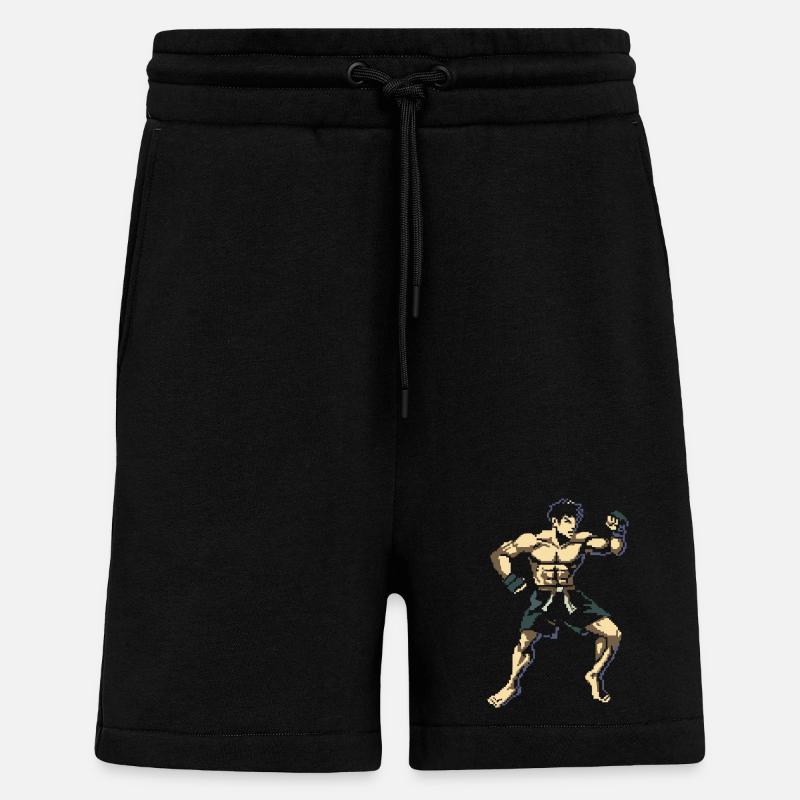 Kickboxer Pixel Grafik - Shorts - made by SPREAD - SOLID BLACK