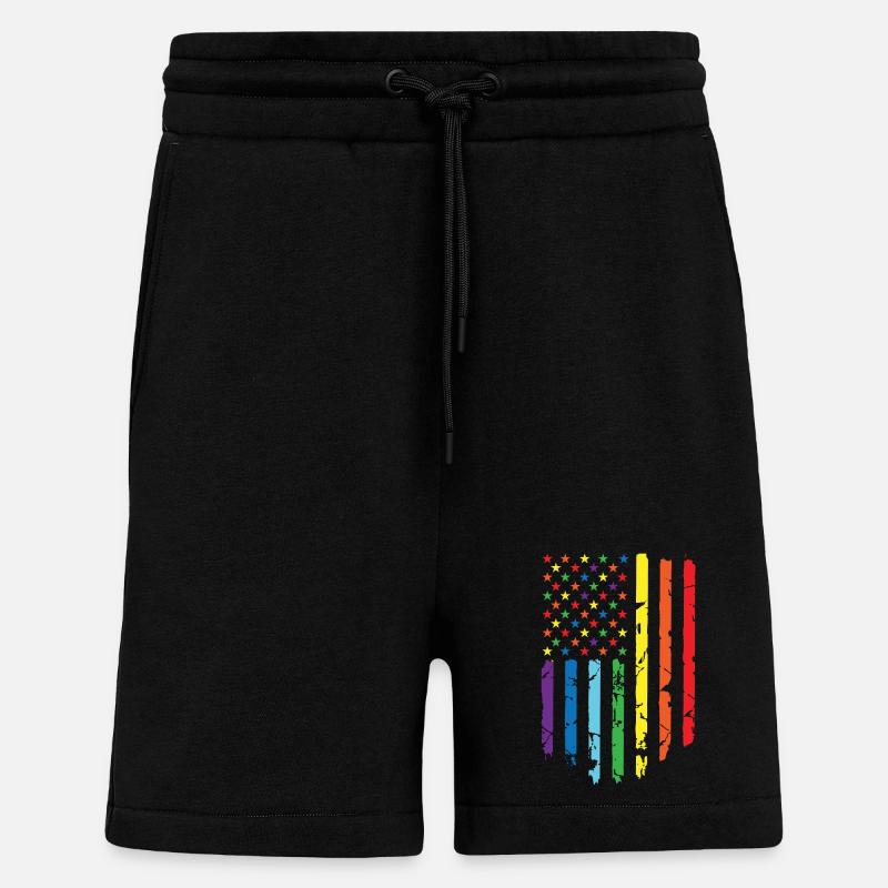 Drapeau arc-en-ciel avec motif étoile - Short bio décontracté fabriqué en UE - SOLID BLACK