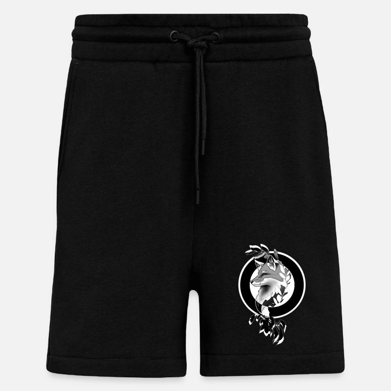 Moon Circle Fox - Shorts - made by SPREAD - SOLID BLACK
