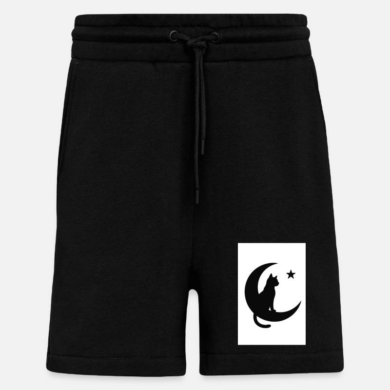 Moon cat on moon shadow - Shorts - made by SPREAD - SOLID BLACK