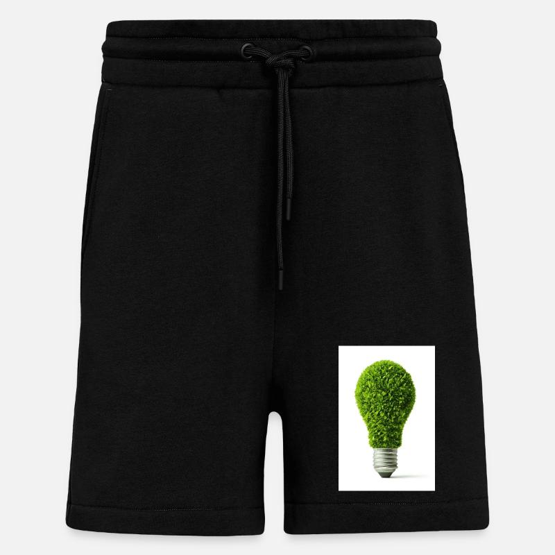Leafy Glow Light Bulb Design - Shorts - made by SPREAD - SOLID BLACK