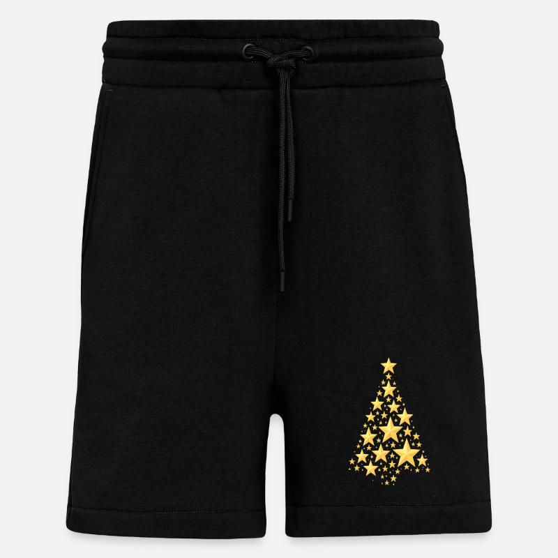 Golden Starry Christmas Tree - Shorts - made by SPREAD - SOLID BLACK