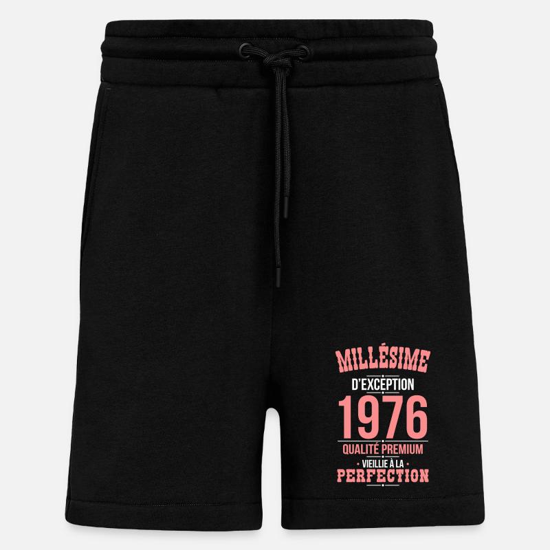 1976 – Millésime d’exception – Qualité premium - Short bio décontracté fabriqué en UE - SOLID BLACK