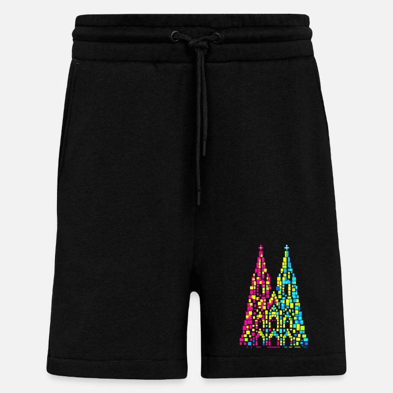 Cathédrale de Cologne, Carnaval, Carnaval, Confettis - Short bio décontracté fabriqué en UE - SOLID BLACK