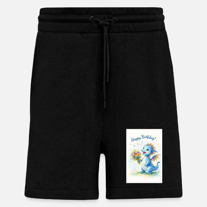 Blauer Drache mit Blumenstrauß - Shorts - made by SPREAD - SOLID BLACK