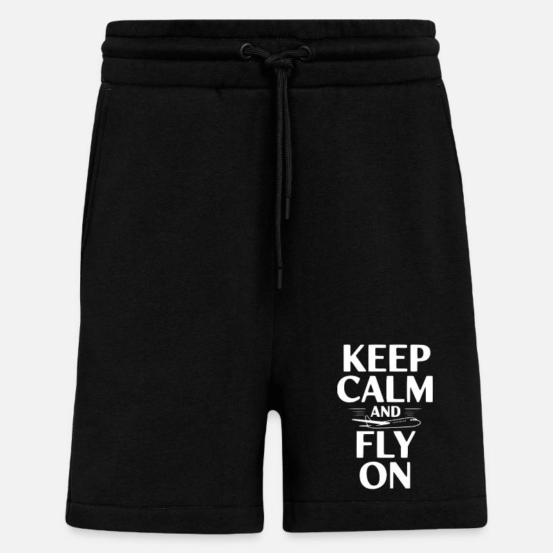 Reste calme et continue - Short bio décontracté fabriqué en UE - SOLID BLACK