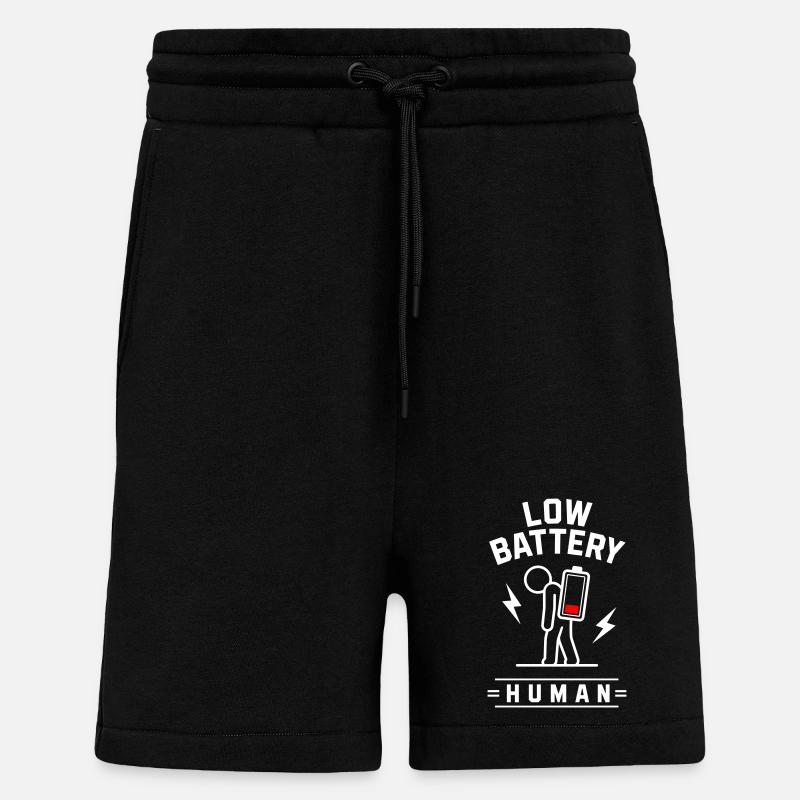 🪫LOW BATTERY HUMAN - Shorts - made by SPREAD - SOLID BLACK