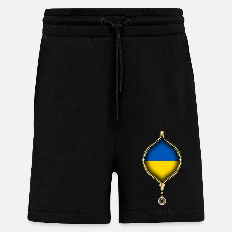 UKRAINE | DRAPEAU | SYNTHÉTIQUES URBAINS - Short bio décontracté fabriqué en UE - SOLID BLACK