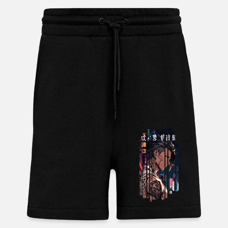 Red Cyber Tattooed Man - Shorts - made by SPREAD - SOLID BLACK