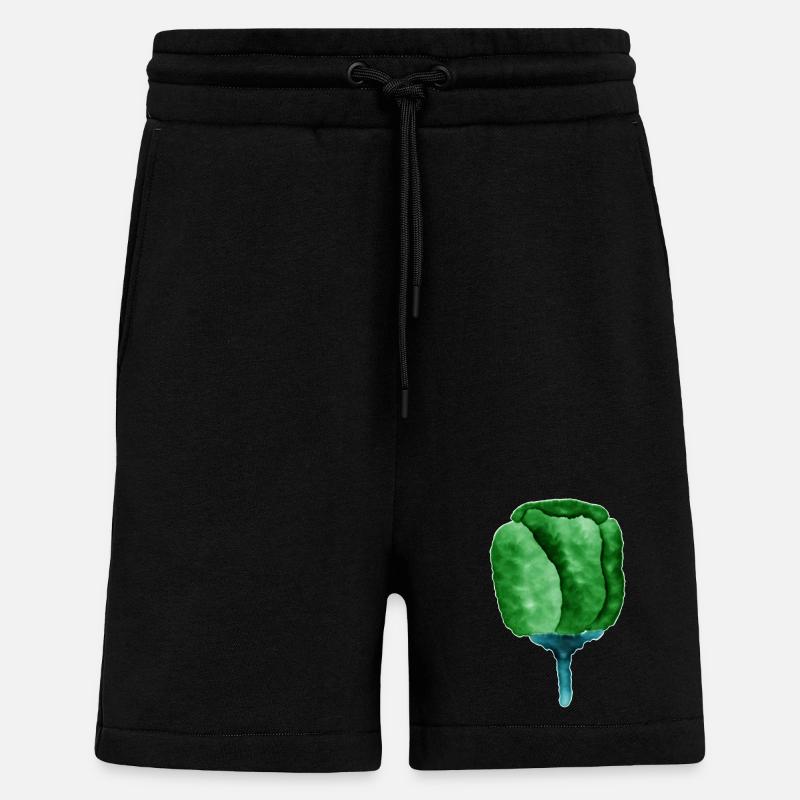 Illustration de fleur verte abstraite - Short bio décontracté fabriqué en UE - SOLID BLACK