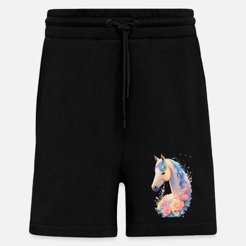 Cheval fleur - Short bio décontracté fabriqué en UE - SOLID BLACK