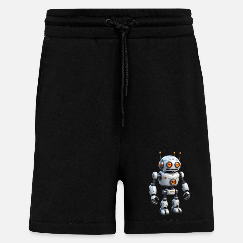 Robot de dessin animé - Short bio décontracté fabriqué en UE - SOLID BLACK